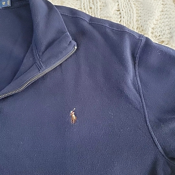 Polo Ralph Lauren 1/4 Quarter Zip Long Sleeves Men Size 2X Big Navy Blue - Picture 5 of 10